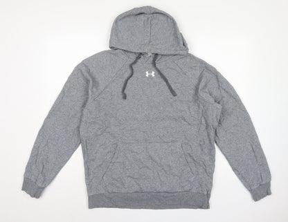 Under Armour Men’s Grey M Pullover Hoodie Logo Sports Fleece