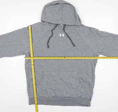 Under Armour Men’s Grey M Pullover Hoodie Logo Sports Fleece