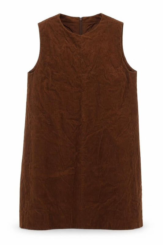 COS Women Brown Corduroy Shift Dress UK 16 Sleeveless Lined