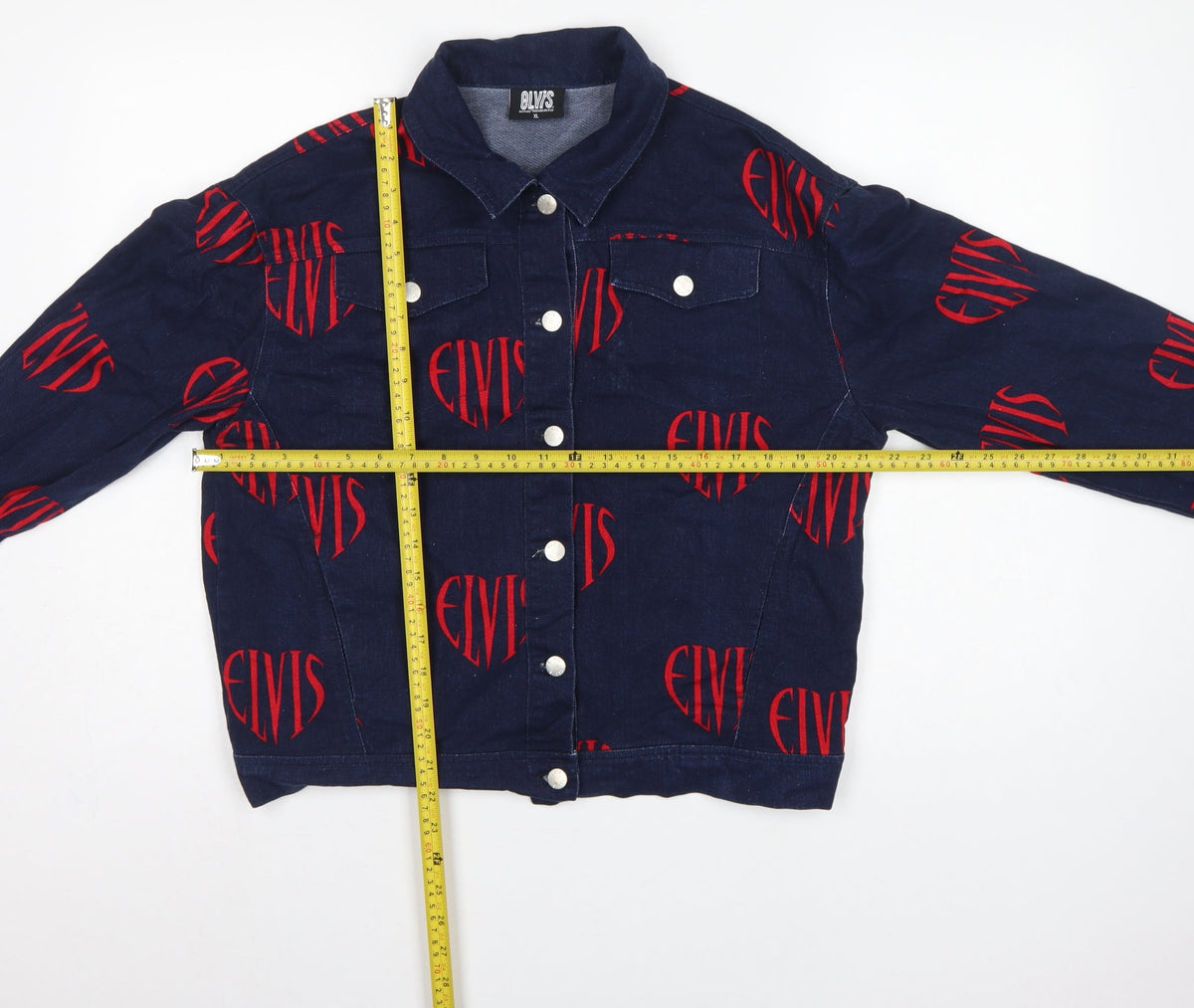 Elvis Women Blue XL Denim Logo Print Basic Jacket Music