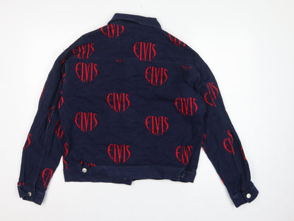 Elvis Women Blue XL Denim Logo Print Basic Jacket Music