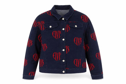 Elvis Women Blue XL Denim Logo Print Basic Jacket Music