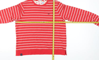 Lighthouse Women’s Red White Stripe Sweatshirt UK 10 Seaside Cotton Blend