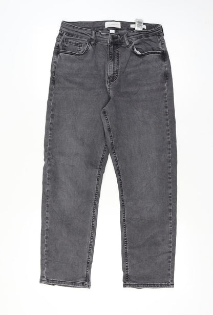 M&S Per Una Women Grey UK 14 Regular Straight Stretch Jeans