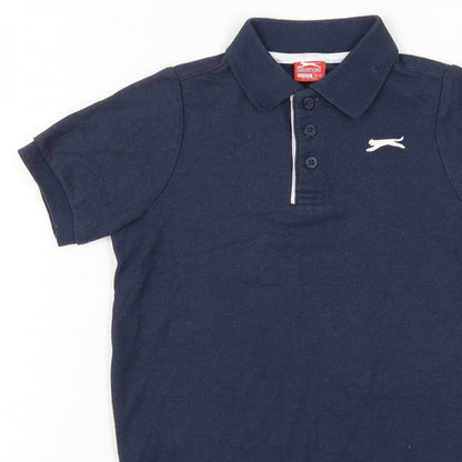 Slazenger Boys Blue 9-10 Years Short Sleeve Logo Polo Shirt