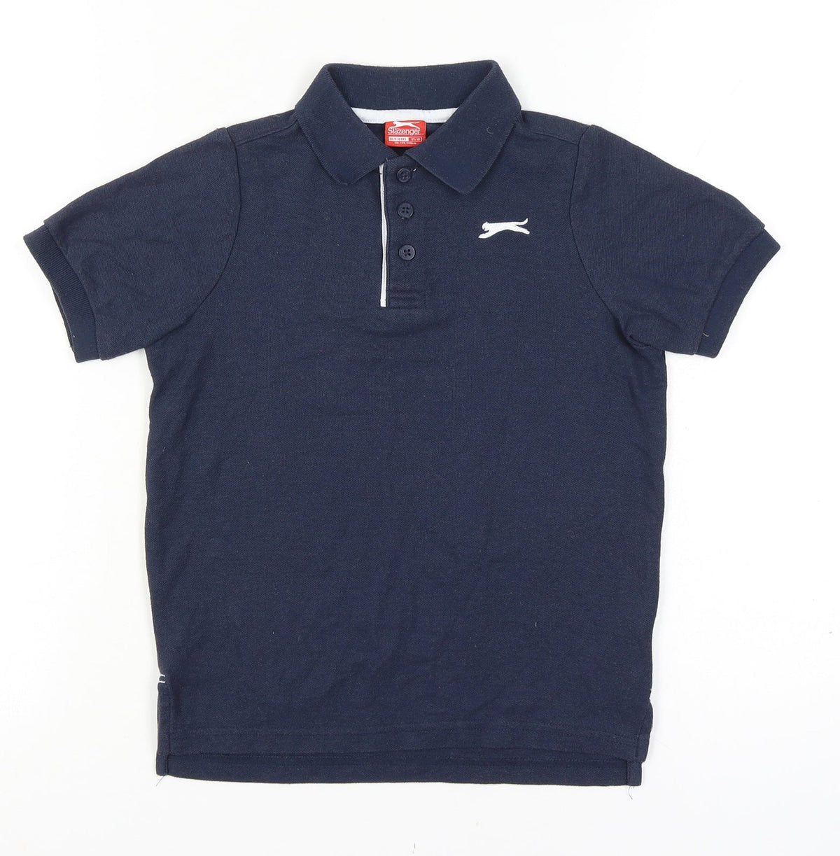 Slazenger Boys Blue 9-10 Years Short Sleeve Logo Polo Shirt