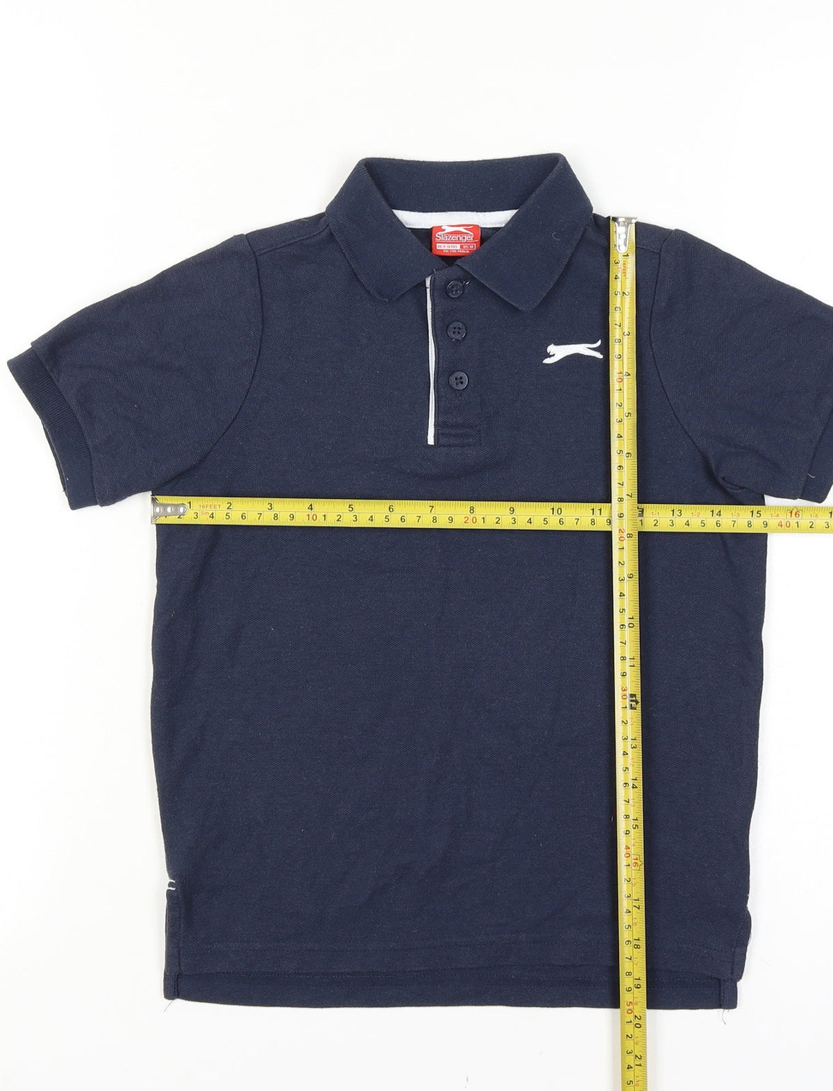 Slazenger Boys Blue 9-10 Years Short Sleeve Logo Polo Shirt