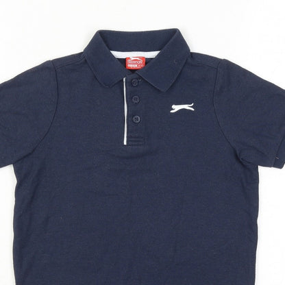 Slazenger Boys Blue 9-10 Years Short Sleeve Logo Polo Shirt