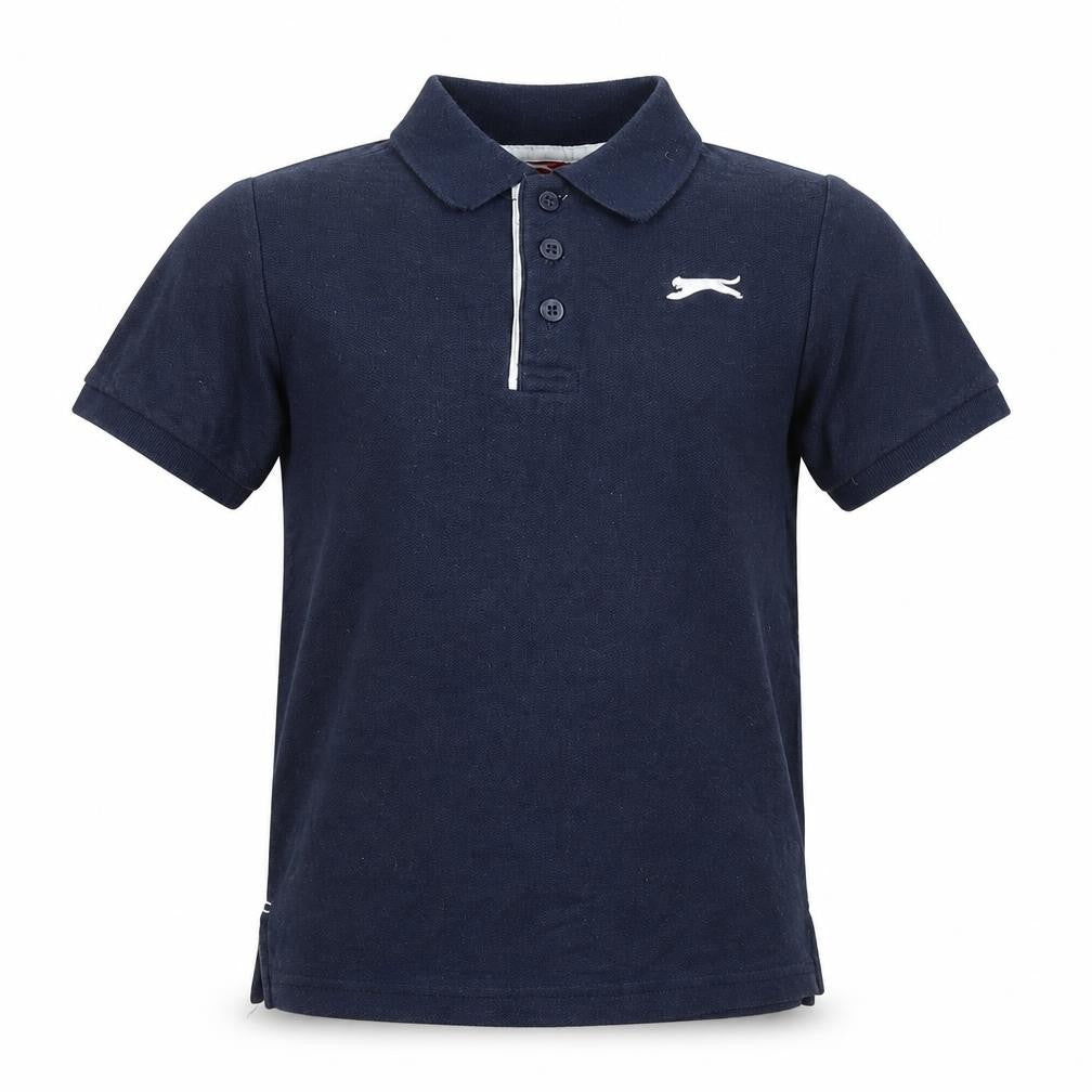 Slazenger Boys Blue 9-10 Years Short Sleeve Logo Polo Shirt