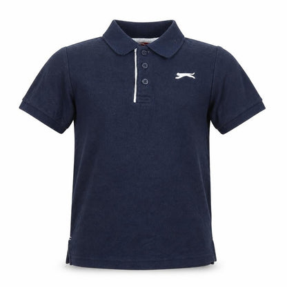 Slazenger Boys Blue 9-10 Years Short Sleeve Logo Polo Shirt