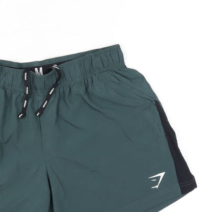 Gymshark Men's Green M Athletic Training Shorts Drawstring Logo