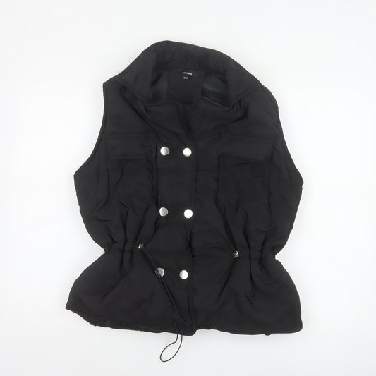 Rising Women's Black XS Padded Puffer Waistcoat Drawstring Pockets