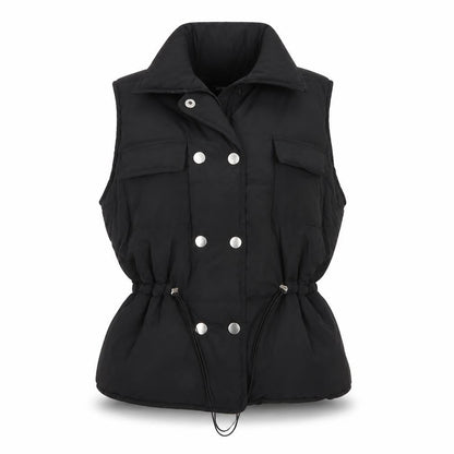 Rising Women's Black XS Padded Puffer Waistcoat Drawstring Pockets