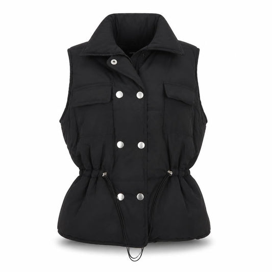 Rising Women's Black XS Padded Puffer Waistcoat Drawstring Pockets
