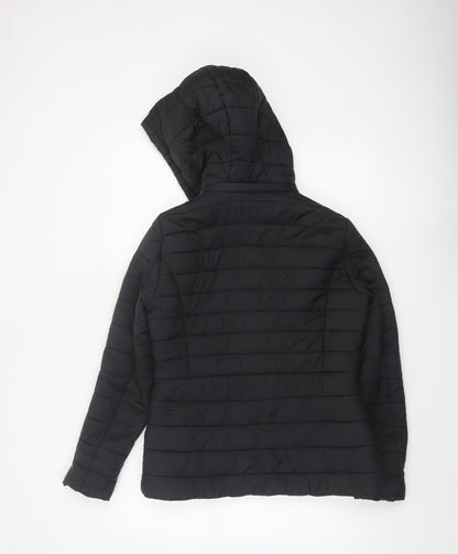 F&F Women's Black UK 8 Hooded Quilted Puffer Jacket