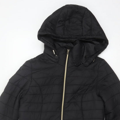F&F Women's Black UK 8 Hooded Quilted Puffer Jacket