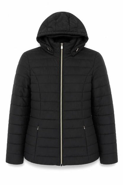 F&F Women's Black UK 8 Hooded Quilted Puffer Jacket
