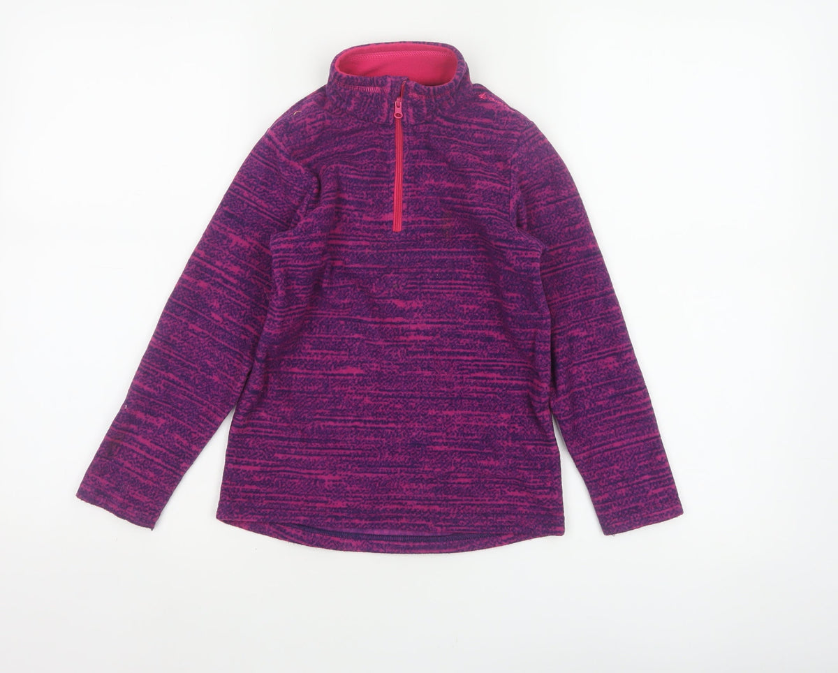 Decathlon Girls Purple Fleece 1/4 Zip Pullover Sweatshirt 6 Years