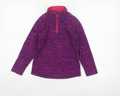 Decathlon Girls Purple Fleece 1/4 Zip Pullover Sweatshirt 6 Years