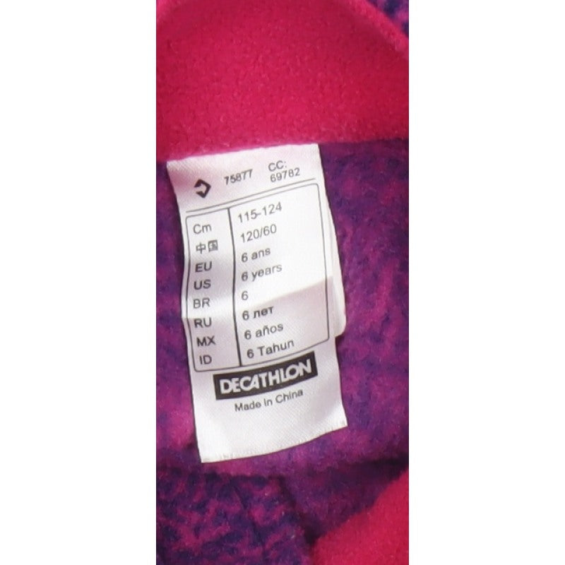 Decathlon Girls Purple Fleece 1/4 Zip Pullover Sweatshirt 6 Years