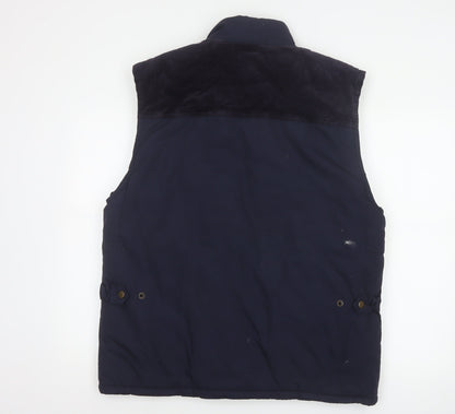 Brand and care label for Boston 103 Men's Blue M Padded Utility Waistcoat Corduroy Trim