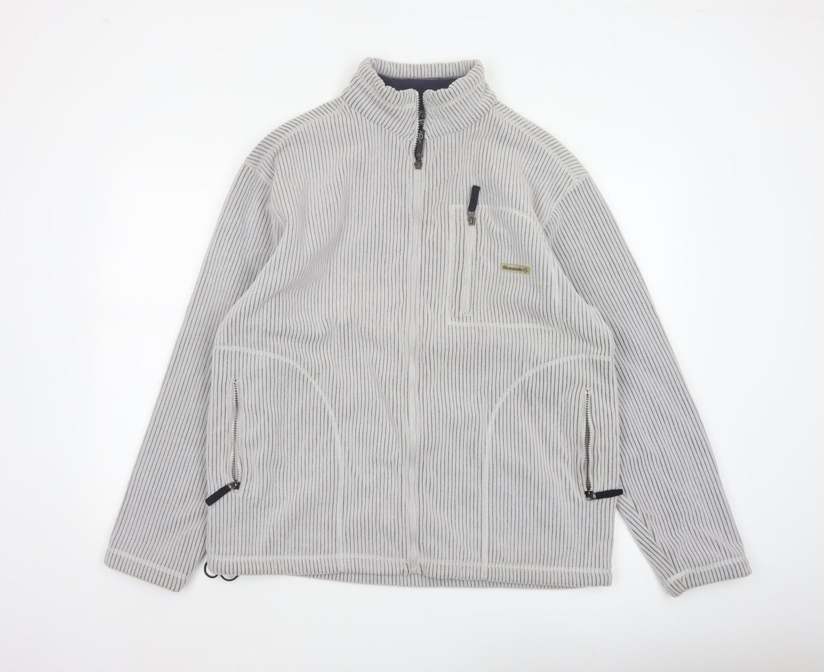 72 Oceanic Men’s Grey Striped Fleece Thermal Tech Jacket Size M Full Zip
