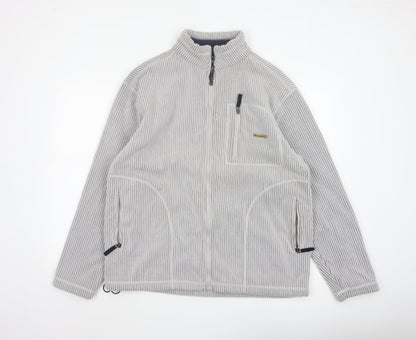 72 Oceanic Men’s Grey Striped Fleece Thermal Tech Jacket Size M Full Zip