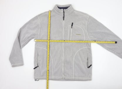 72 Oceanic Men’s Grey Striped Fleece Thermal Tech Jacket Size M Full Zip