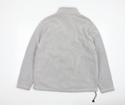 72 Oceanic Men’s Grey Striped Fleece Thermal Tech Jacket Size M Full Zip
