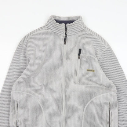 72 Oceanic Men’s Grey Striped Fleece Thermal Tech Jacket Size M Full Zip