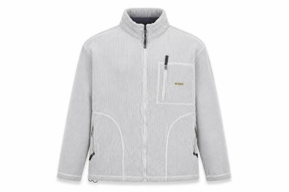 72 Oceanic Men’s Grey Striped Fleece Thermal Tech Jacket Size M Full Zip