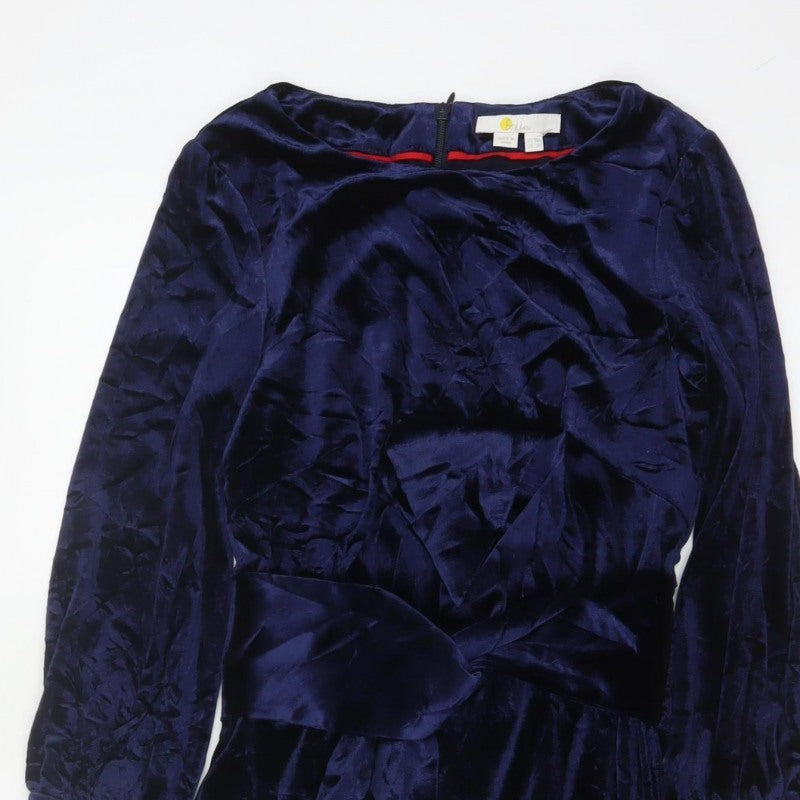 Boden Women Blue UK 10 Velvet Sheath Knee Length Party Dress