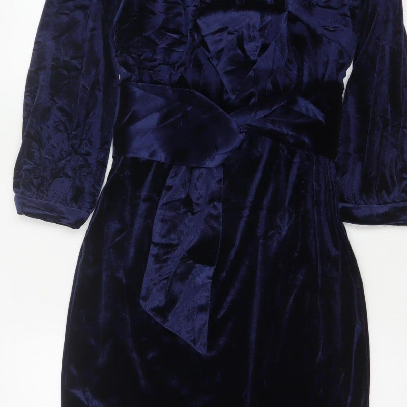 Boden Women Blue UK 10 Velvet Sheath Knee Length Party Dress