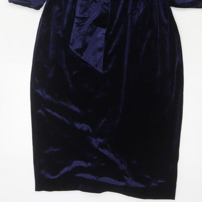 Boden Women Blue UK 10 Velvet Sheath Knee Length Party Dress
