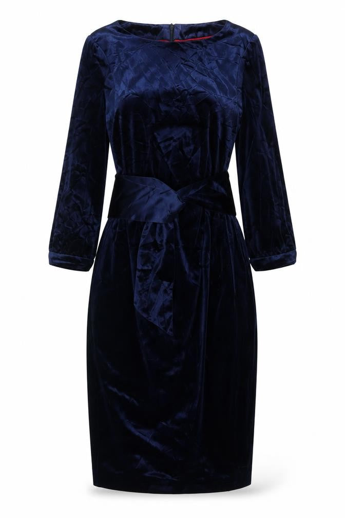 Boden Women Blue UK 10 Velvet Sheath Knee Length Party Dress