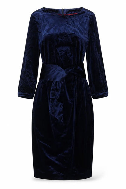 Boden Women Blue UK 10 Velvet Sheath Knee Length Party Dress