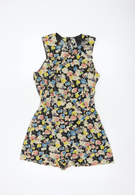 Topshop Women’s Multicoloured Floral Playsuit UK 12 Sleeveless Zip