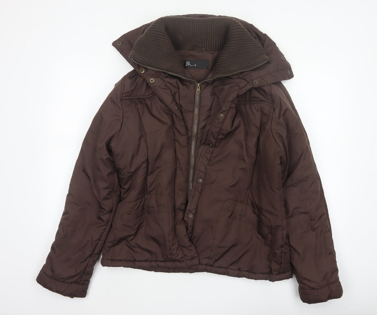 Bhs Women’s Brown UK 14 Puffer Jacket Padded Full Zip