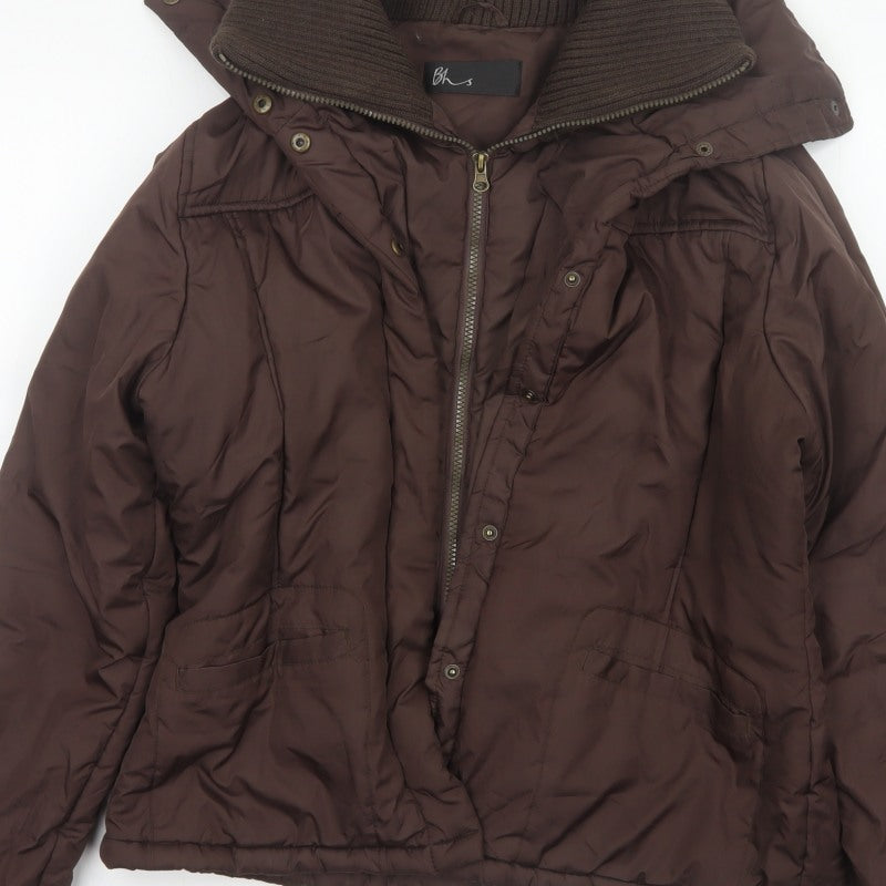 Bhs Women’s Brown UK 14 Puffer Jacket Padded Full Zip
