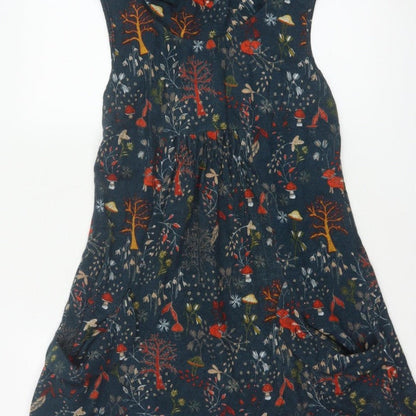 Apricot Women Blue UK 12 Fit & Flare Cowl Neck Woodland Dress