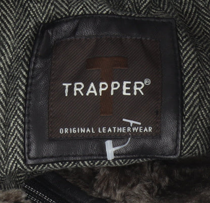 Trapper Men’s Black Leather Jacket UK 44 EU 54 Mid-Length Lined