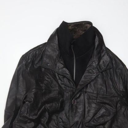 Trapper Men’s Black Leather Jacket UK 44 EU 54 Mid-Length Lined