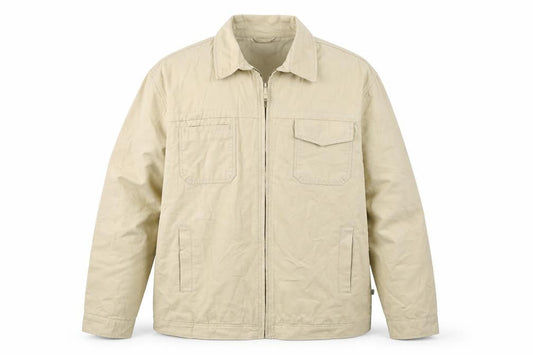 Front view of Tayberry Revisited Men’s Beige Cotton Zip Jacket 2XL Collared