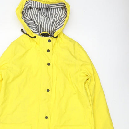 Topshop Women Yellow UK 10 Hooded Rain Coat Striped Lining