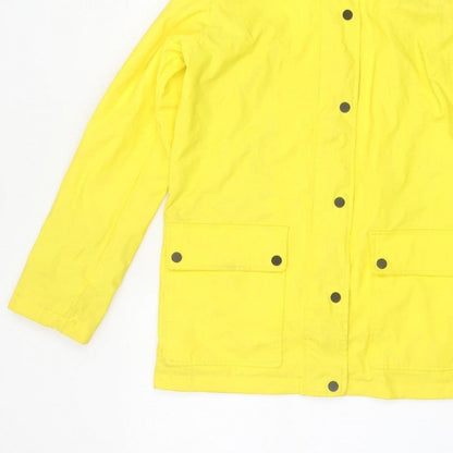 Topshop Women Yellow UK 10 Hooded Rain Coat Striped Lining