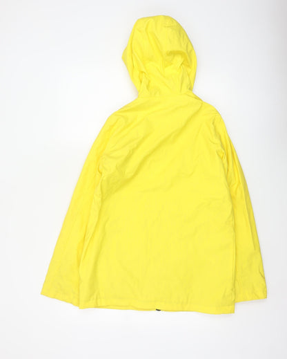 Topshop Women Yellow UK 10 Hooded Rain Coat Striped Lining