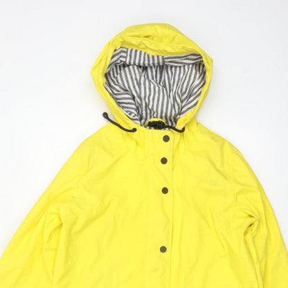 Topshop Women Yellow UK 10 Hooded Rain Coat Striped Lining
