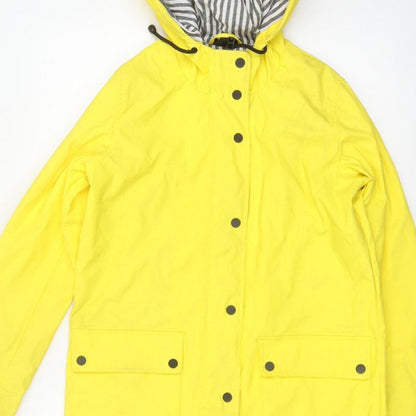 Topshop Women Yellow UK 10 Hooded Rain Coat Striped Lining