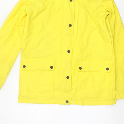 Topshop Women Yellow UK 10 Hooded Rain Coat Striped Lining