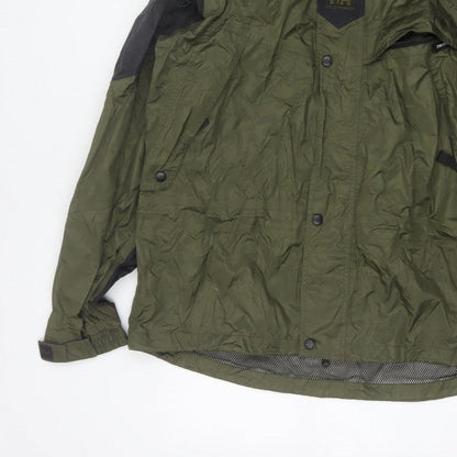 Helly Hansen Men's Green M Hooded Waterproof Rain Jacket Outdoor